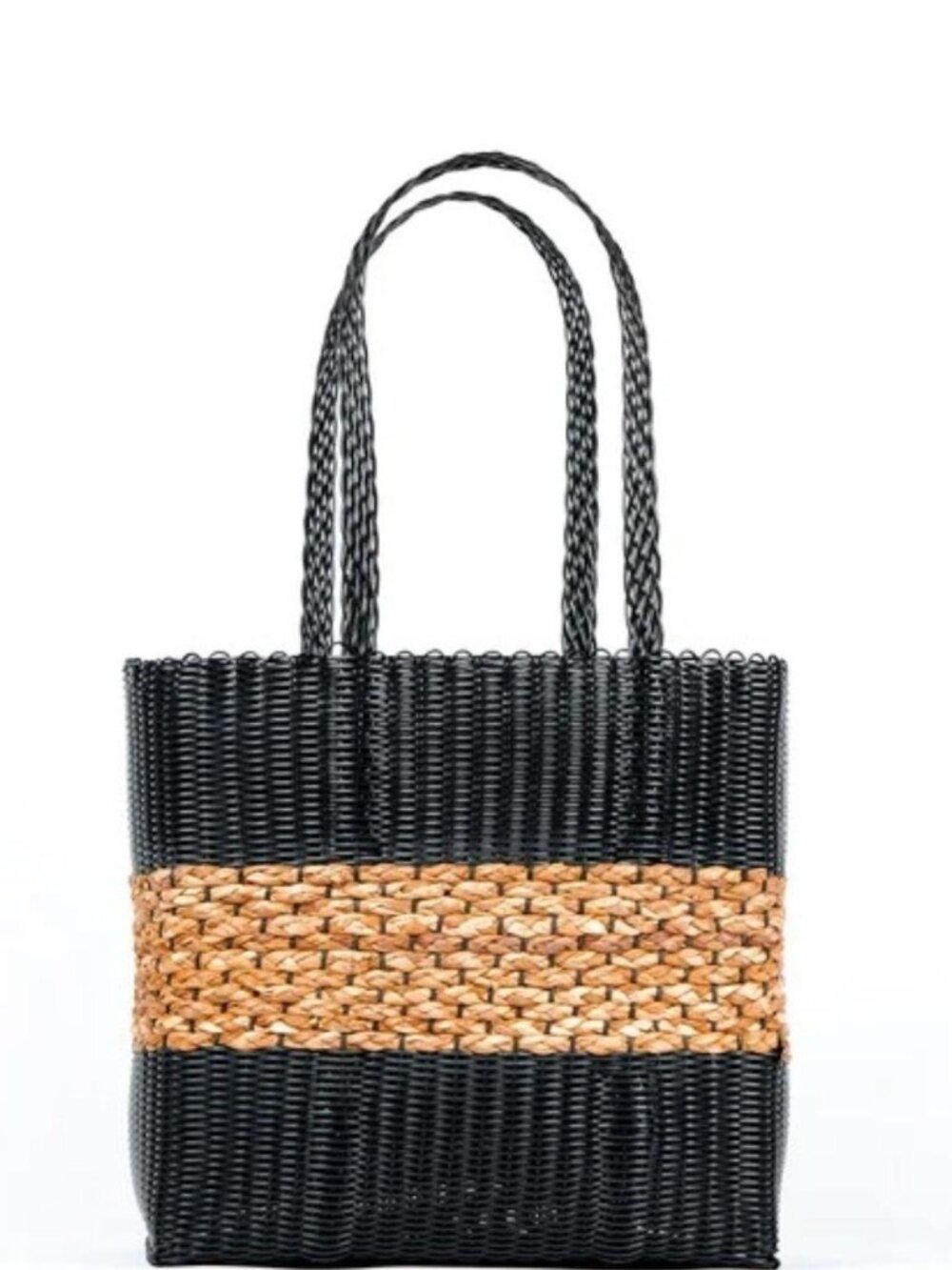 Ettie Gabina Large black woven straw tote bag
